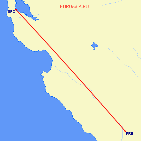 перелет Paso Robles — Сан Франциско на карте