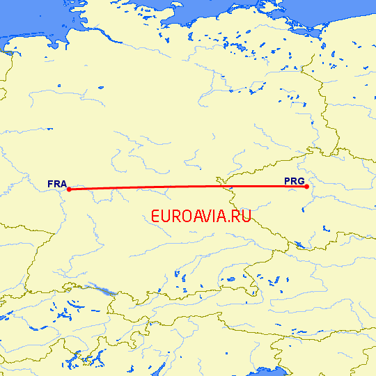 перелет Прага — Франкфурт на Майне на карте