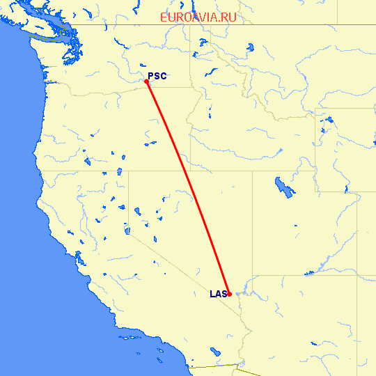 перелет Pasco — Лас Вегас на карте