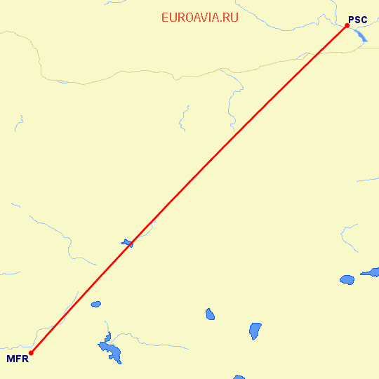 перелет Pasco — Медфорд на карте