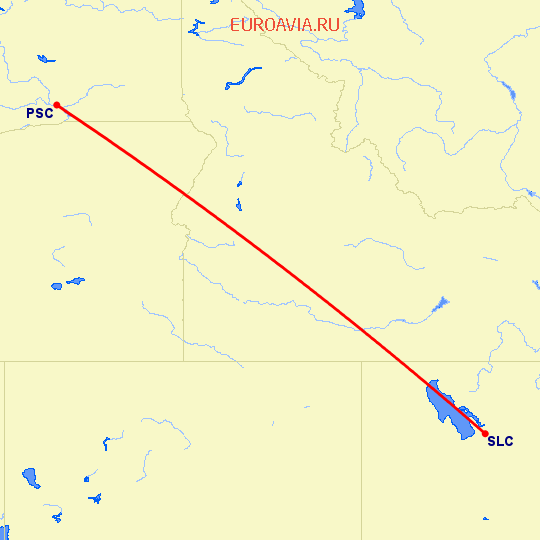 перелет Pasco — Солт Лейк Сити на карте