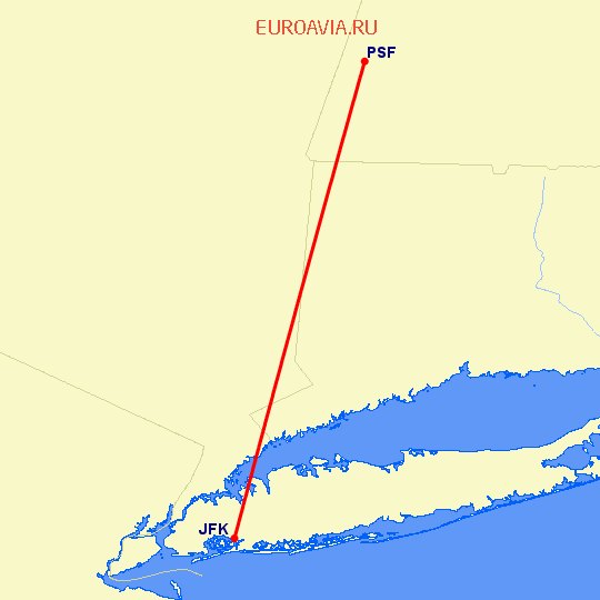 перелет Pittsfield — Нью Йорк на карте