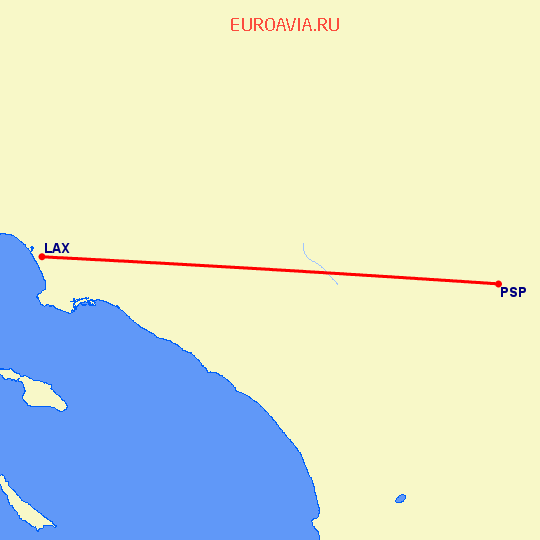 перелет Палм Спрингс — Лос Анджелес на карте
