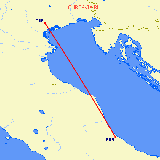 перелет Пескара — Тревисо на карте