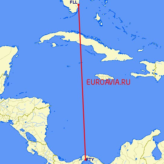 перелет Панама Сити — Форт Лодердейл  на карте