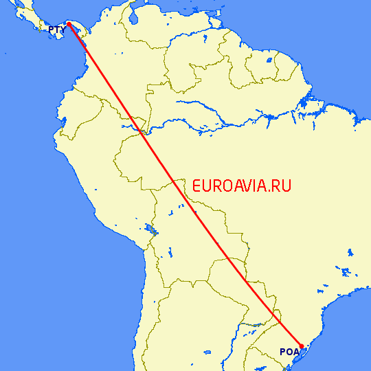 перелет Панама Сити — Порто Алегре на карте