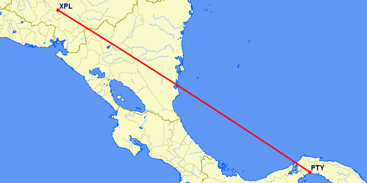 перелет Панама Сити — Комаягуа на карте