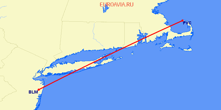 перелет Provincetown — Belmar-Farmingdale на карте
