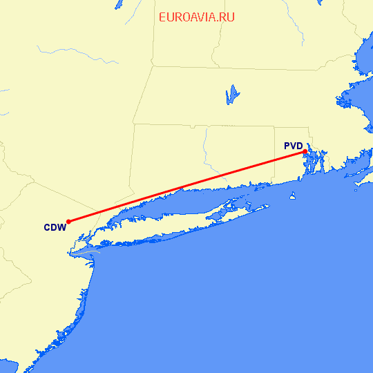 перелет Провиденс — Caldwell, NJ на карте