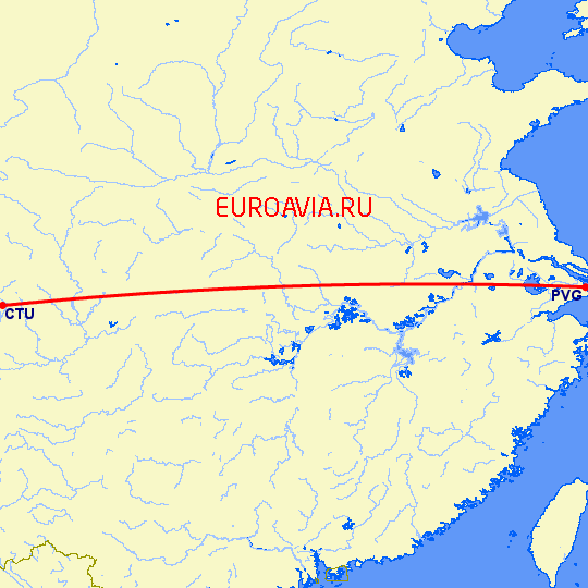 перелет Шанхай — Ченгду на карте
