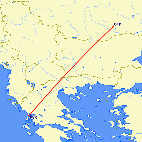перелет Превеза Лефка — Бухарест на карте