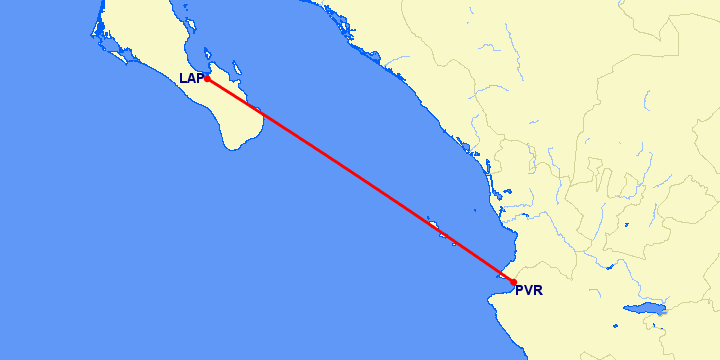 перелет Пуэрто Ваярта — Ла Пас на карте