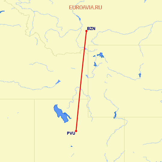 перелет Provo — Bozeman на карте