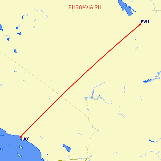перелет Provo — Лос Анджелес на карте