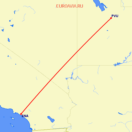перелет Provo — Санта Ана на карте