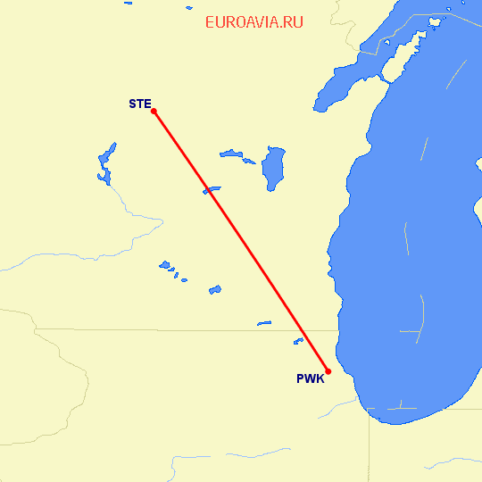 перелет Чикаго — Stevens Point на карте