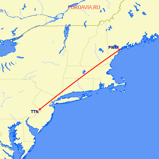перелет Портленд — Trenton на карте