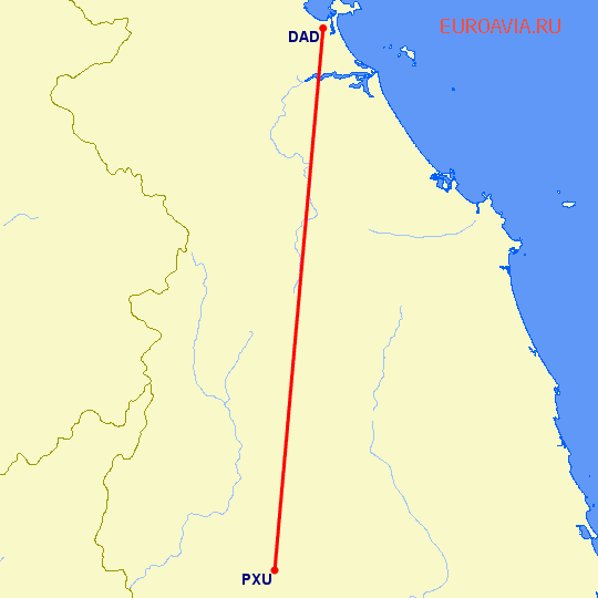 перелет Плейку — Да Нанг на карте