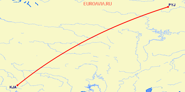 перелет Полярный — Красноярск на карте