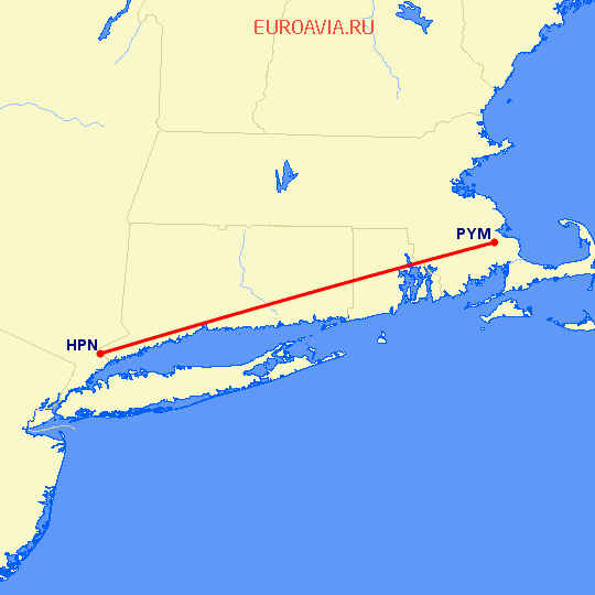 перелет Plymouth — White Plains на карте