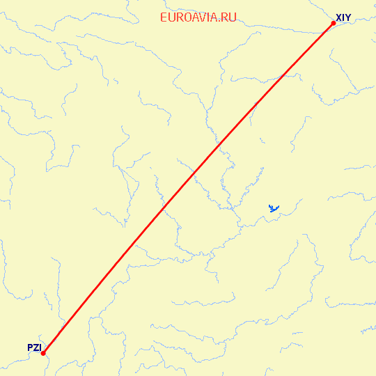 перелет Pan Zhi Hua — Синьян на карте