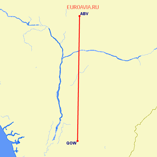 перелет Оверри — Абуджа на карте