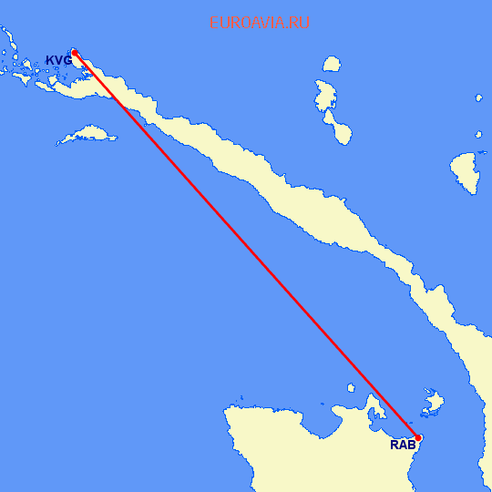 перелет Рабаул — Кавьенг на карте