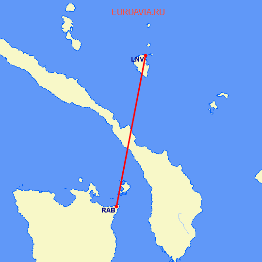 перелет Рабаул — Lihir Island на карте