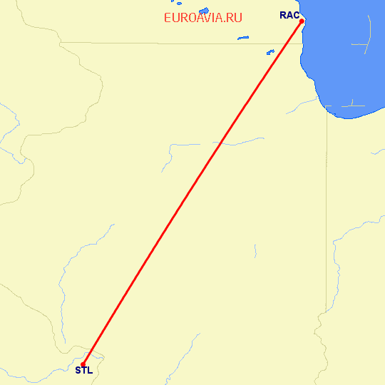 перелет Рацине — Сент Луис на карте