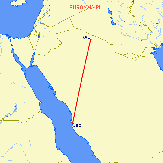 перелет Арар — Джедда на карте
