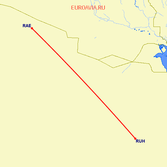 перелет Арар — Эр Рияд на карте