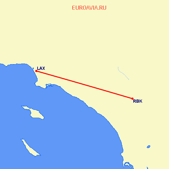 перелет Ранчо — Лос Анджелес на карте