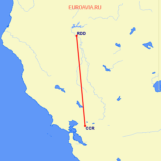 перелет Redding — Concord на карте