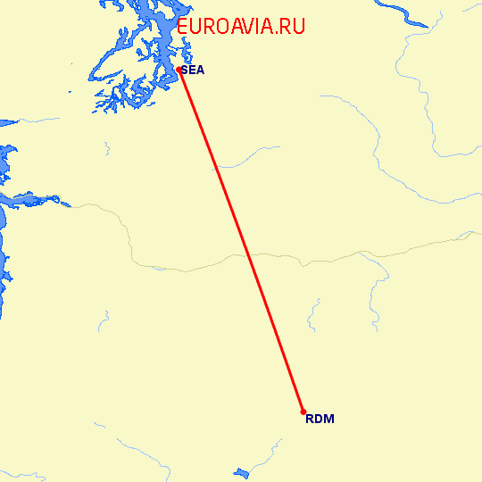 перелет Редмонд — Сиэтл на карте