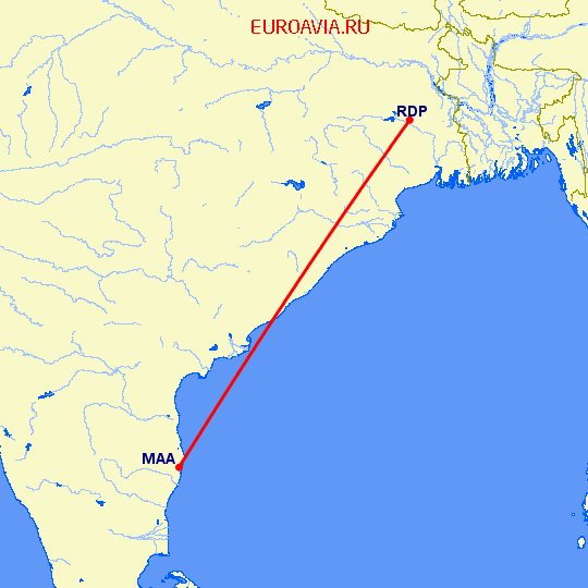 перелет Дургапур — Мадрас Ченнай на карте