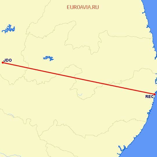 перелет Ресифе — Juazeiro Do Norte на карте