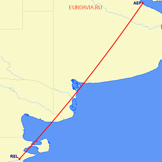 перелет Трелью — Буэнос Айрес на карте