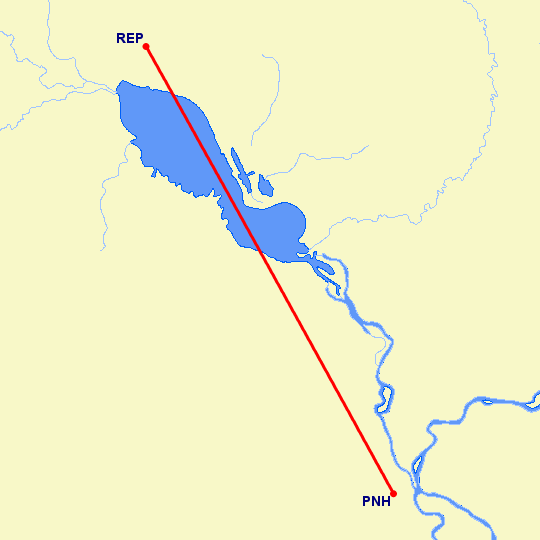 перелет Сием Рип — Пномпен на карте