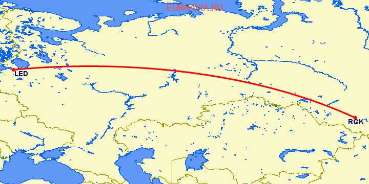 перелет Горно-Алтайск — Санкт Петербург на карте