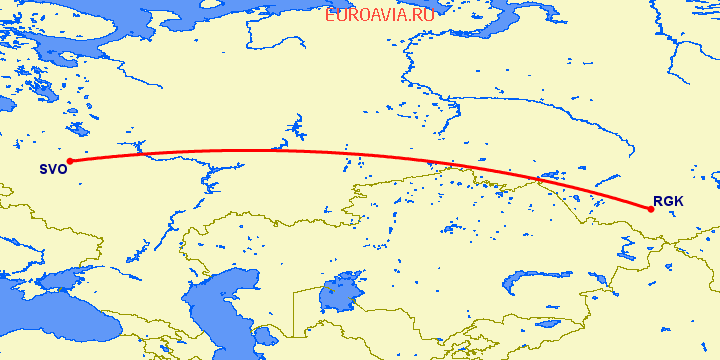 перелет Горно-Алтайск — Москва на карте