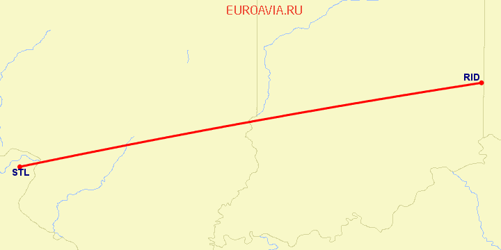 перелет Richmond, IN — Сент Луис на карте