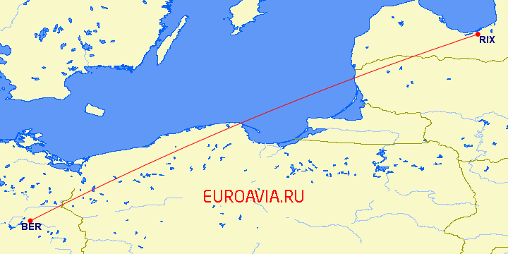 перелет Рига — Берлин на карте