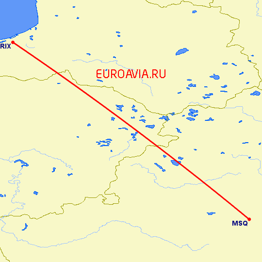 перелет Рига — Минск на карте