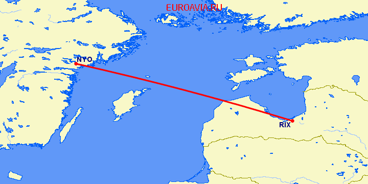 перелет Рига — Стокгольм на карте