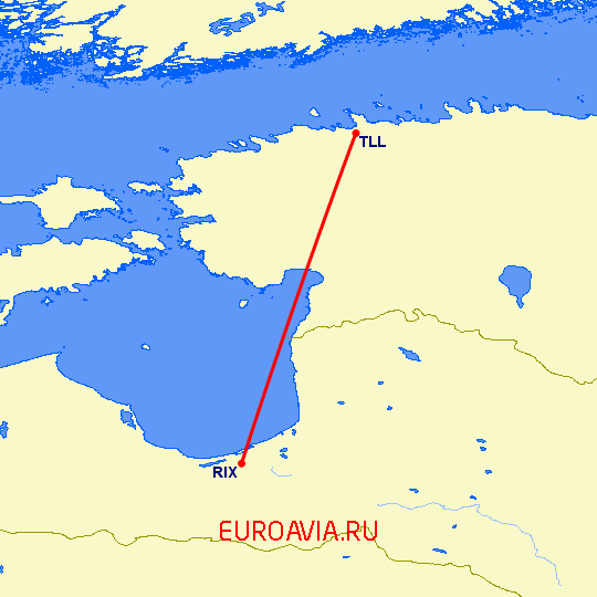перелет Рига — Таллин на карте