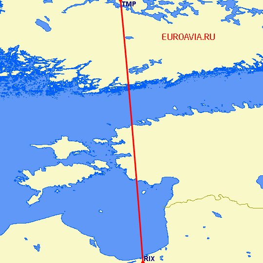 перелет Рига — Тампере на карте