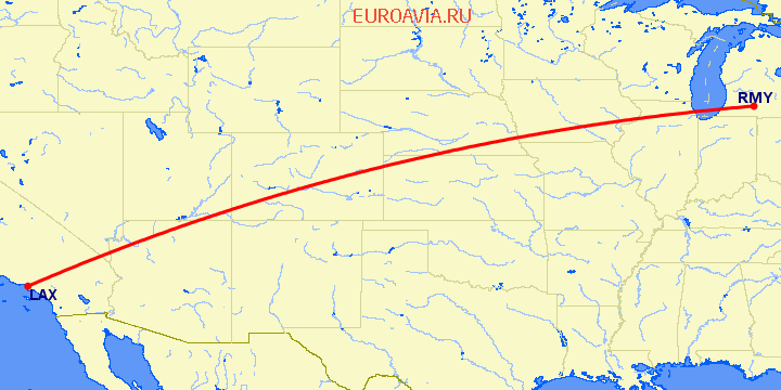 перелет Марипоса — Лос Анджелес на карте
