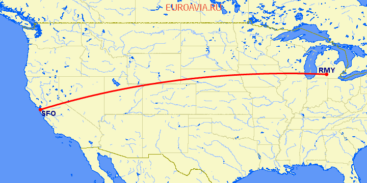 перелет Марипоса — Сан Франциско на карте