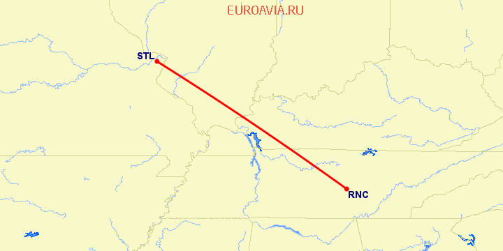 перелет Mcminnville — Сент Луис на карте