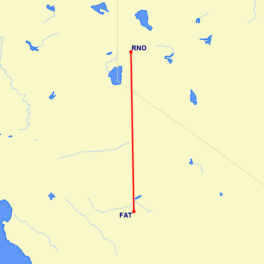 перелет Рино — Фресно на карте